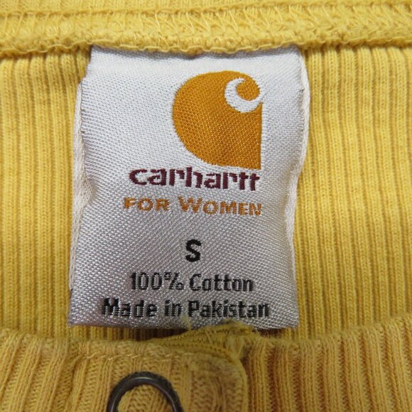 Carhartt‎ Shirt Womens Size Small Yellow Ribbed Long Sleeve Henley Gorpcore - Picture 5 of 11